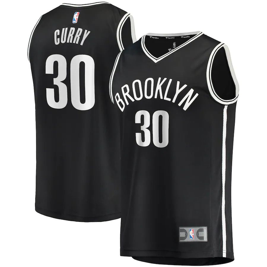 Men Brooklyn Nets 30 Seth Curry Fanatics Branded Black 2022-23 Fast Break Replica NBA Jersey